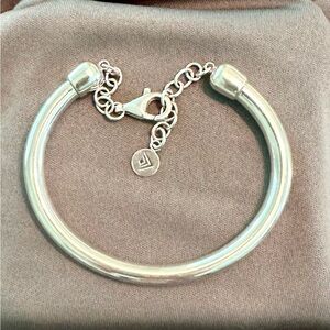 Silpada .925 Sterling Silver “Work It” Cuff Bracelet w Safety Chain Lobster